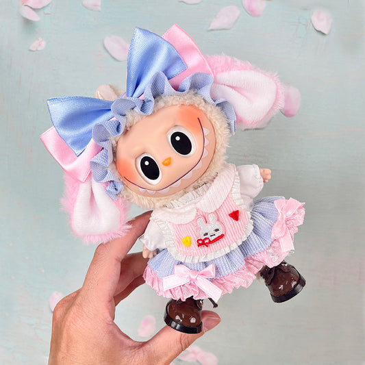 17cm Labubu Doll Clothes Set with Hat, Top, Skirt & Bag