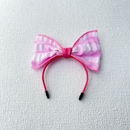 Labubu Doll Hair Band - Cute Plaid Bow with Glitter (Yellow)