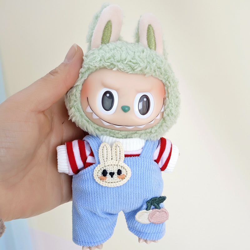 The suspenders are suit suitable for cloth pendant clothes to replace the 17cm Macaron vinyl Labubu doll clothes.