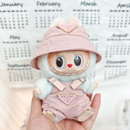 Labubu Doll Outfits - Cute Graffiti & Triangle Overalls for 15-17cm Pendant Dolls