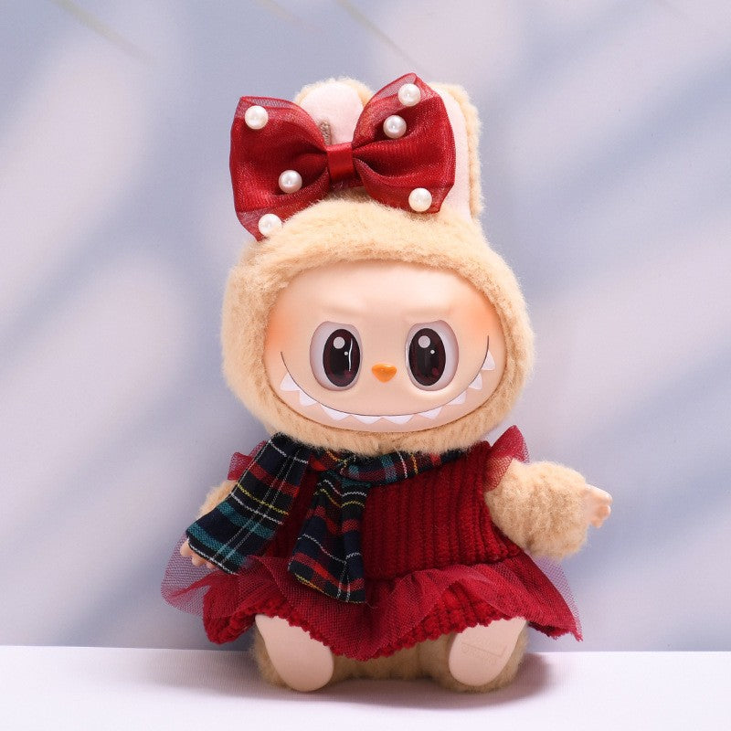 Only baby clothes] one or two generation pendant labubu clothes wool cardigan red skirt suit cloth baby clothes