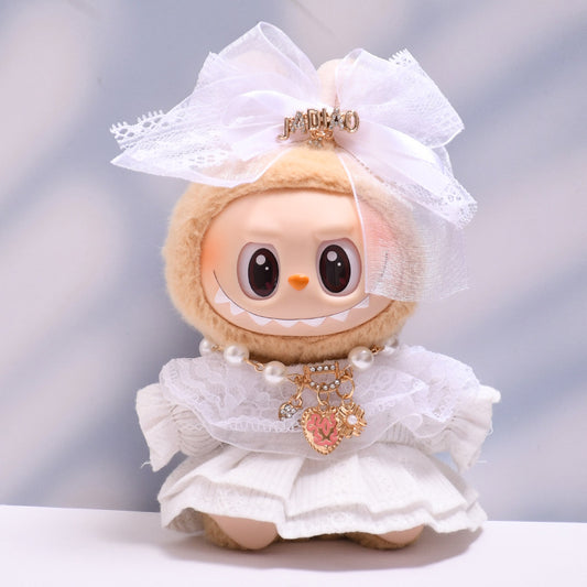 Only baby clothes] one or two generation pendant labubu clothes lace headdress small white skirt suit pull cloth baby clothes