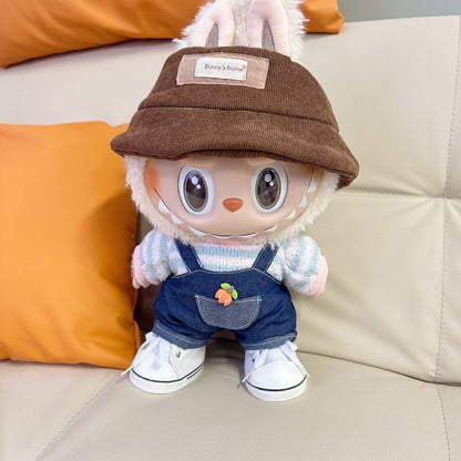 Only clothes] 38CM labubu doll clothes LABUBU doll for the ring velvet blue powder Denim suit adorable