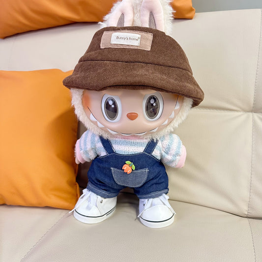 Only clothes] 38CM labubu doll clothes LABUBU doll for the ring velvet blue powder Denim suit adorable