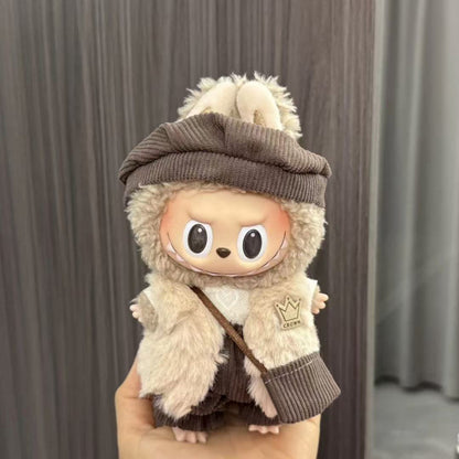 Rab cloth doll labubu17cm pendant one or two generations of vinyl plush doll suit accessories for clothes