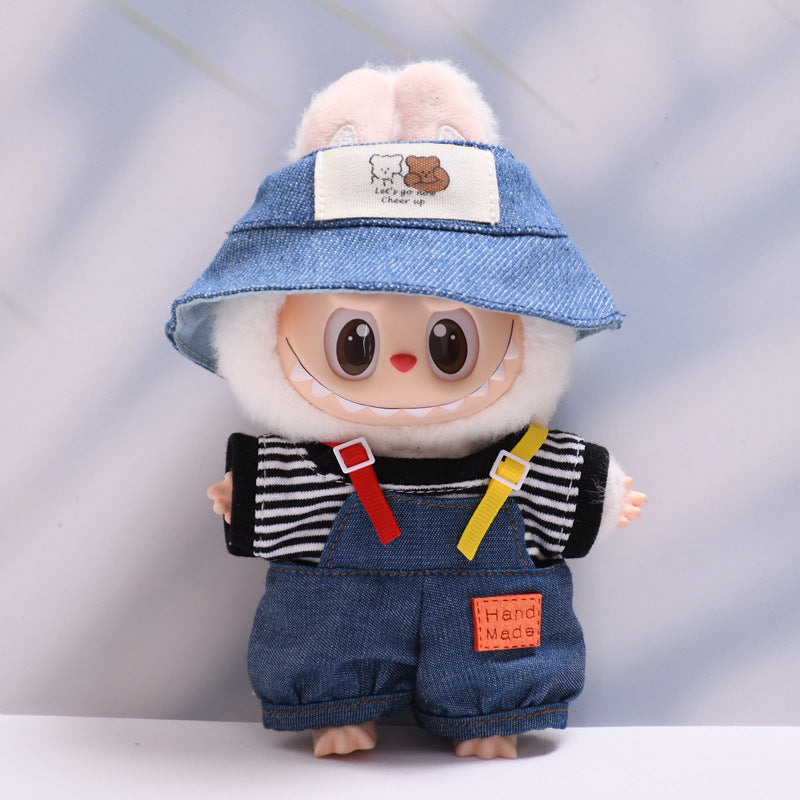 Only baby clothes] one, two and three generations of pendants labubu clothes Denim pants striped T labubu baby clothes