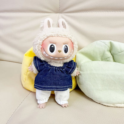 Only clothes] 17CM blind box cloth clothes pink small fragrant wind suit key chain LABUBU for blue skirt
