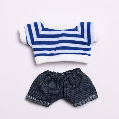 Labubu Doll Outfit - 17cm Vinyl Doll Clothes Set (T-Shirt & Denim Shorts)