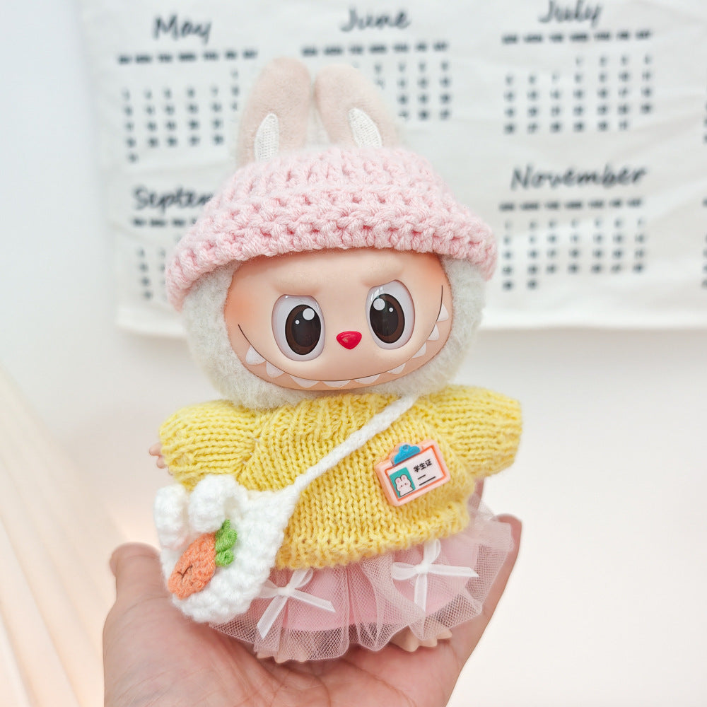 Labubu Doll Clothes Set - Sweater, Shawl & Hat for 1st-3rd Gen Pendants