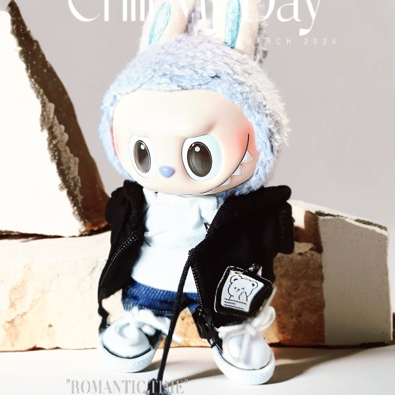 Labubu Doll Outfit Set - White & Black Jacket with Accessories