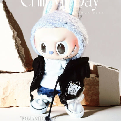 Labubu Doll Outfit Set - White & Black Jacket with Accessories