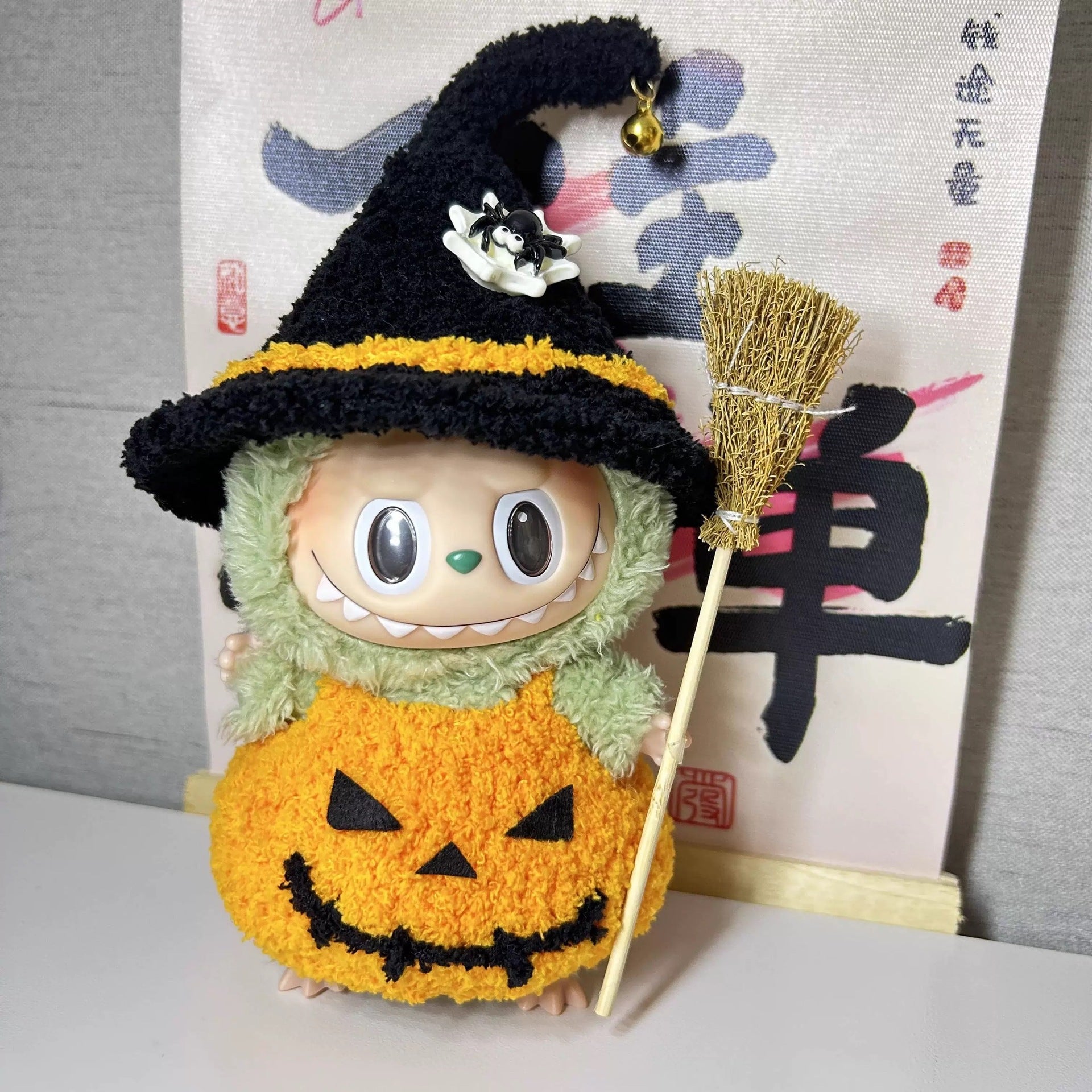 Labubu Doll Halloween Outfit - Pumpkin Clothes for Vinyl Doll