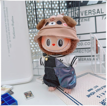 Labubu Doll Outfit - One Shoulder Cool Overalls & T-Shirt Set