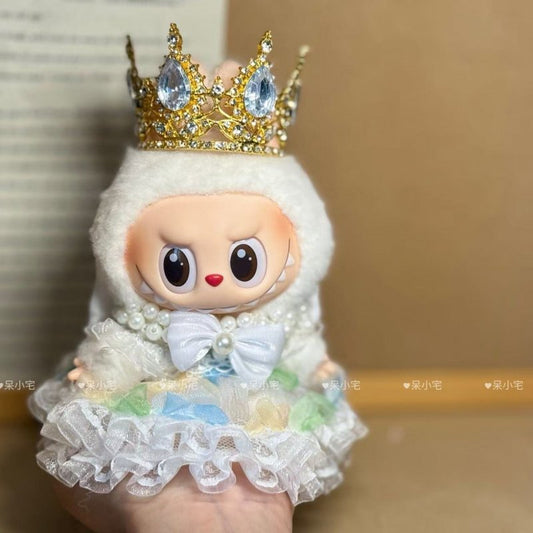 Labubu Doll Princess Crown Outfit for 1st-3rd Gen - Green & Pink
