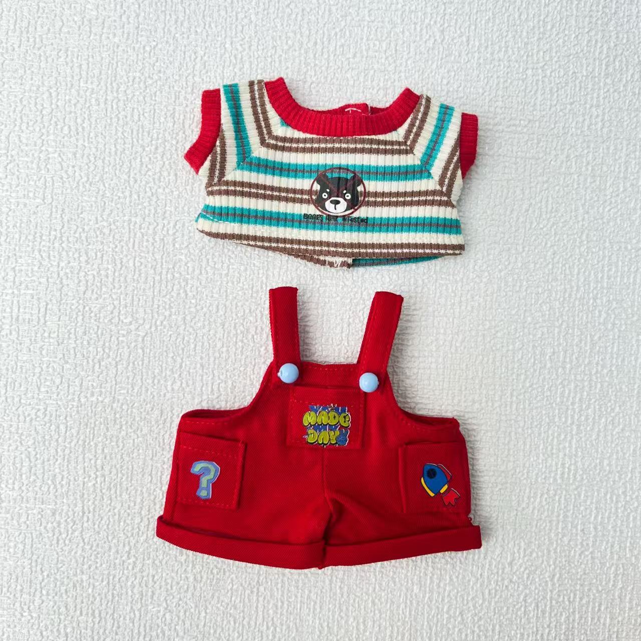 Labubu 17cm Doll Outfit - Red Overalls Suit