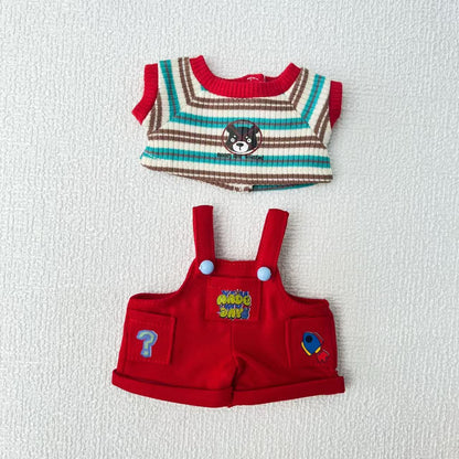 Labubu 17cm Doll Outfit - Red Overalls Suit
