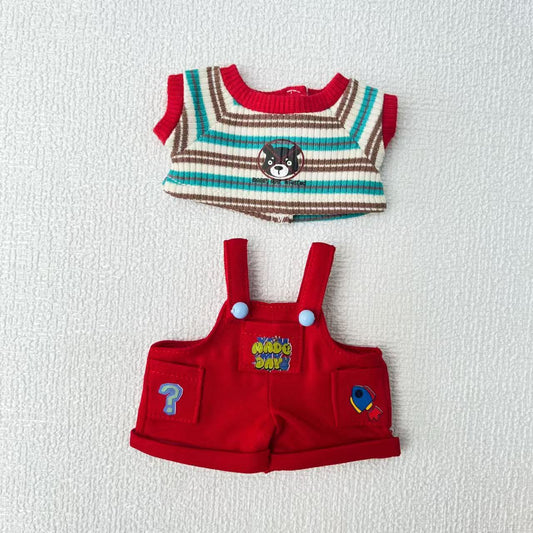 Labubu 17cm Doll Outfit - Red Overalls Suit