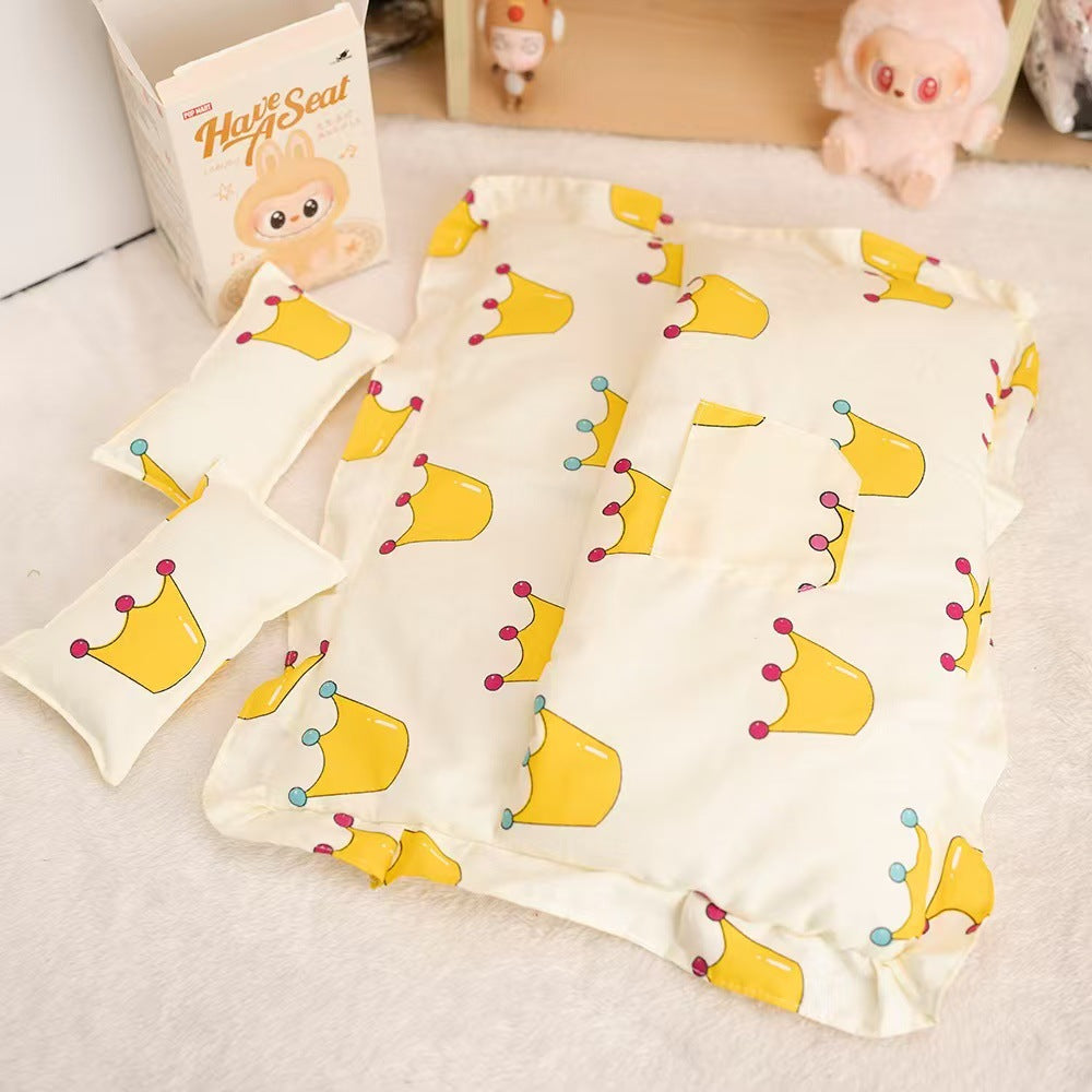 Labubu 17cm Doll Sleeping Bag Set with Mini Pillow - Cute Patterns
