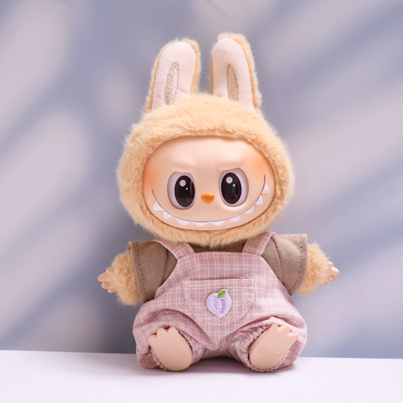 Only clothes] the first and second generation of cloth pendant plaid suspenders suit vinyl Labubu baby clothes