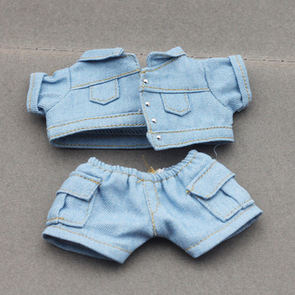 Pendant Labubu Doll Coat One, Two and Three Generation Labubu Doll Denim Jacket Coat Pocket Pants suit