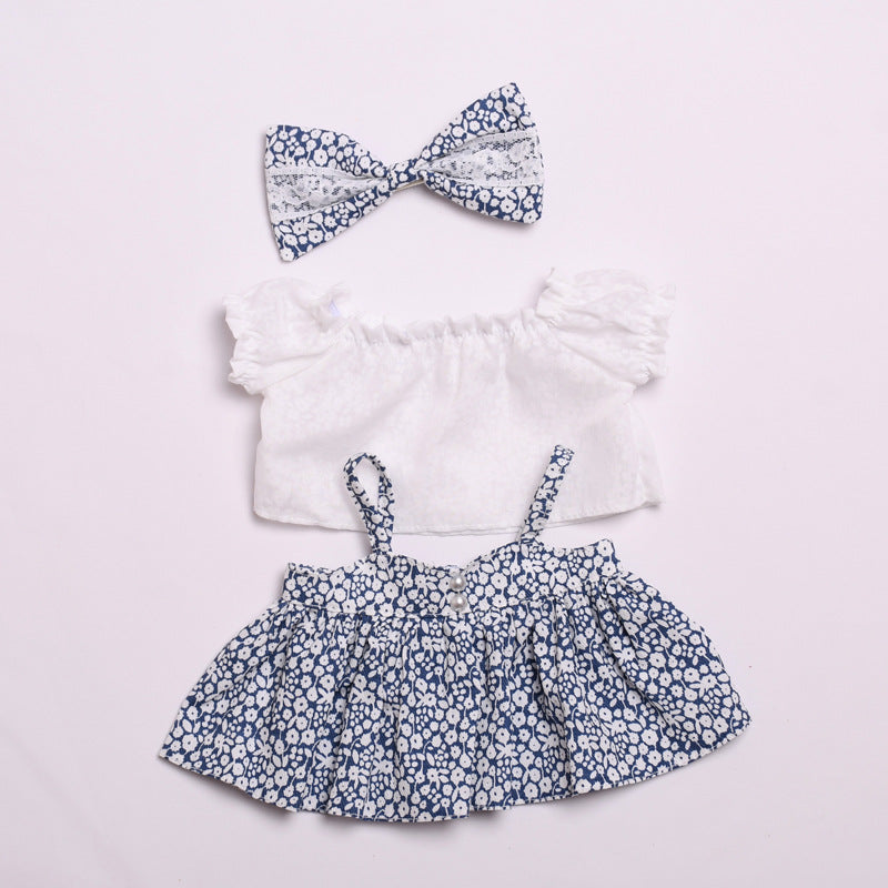 Only clothes] 38cm cloth cloth spring and summer clothes floral strap skirt suit labubu replacement doll dress
