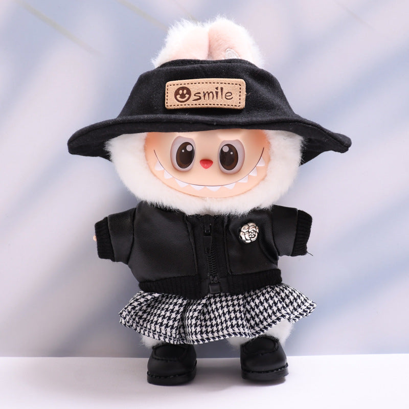 Only clothes] one or two generation pendant cloth cloth clothes black jacket coat houndstooth skirt LABUBU doll clothes
