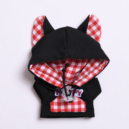 Labubu Doll Plaid Hooded Vest for 1st & 2nd Gen Pendants - Black/Red & Gray/Blue