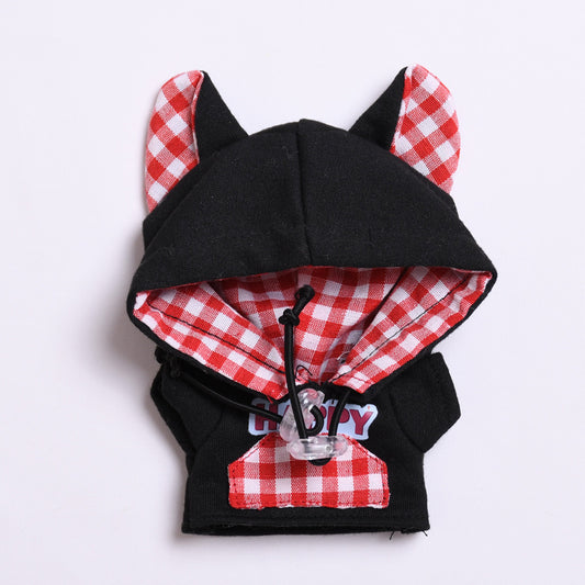 Labubu Doll Plaid Hooded Vest for 1st & 2nd Gen Pendants - Black/Red & Gray/Blue