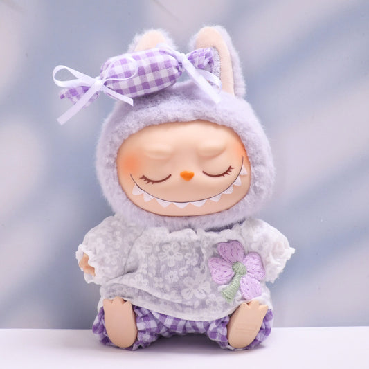 Labubu Doll Candy Flower Plaid Pants Suit - Baby Clothes for Pendant Doll