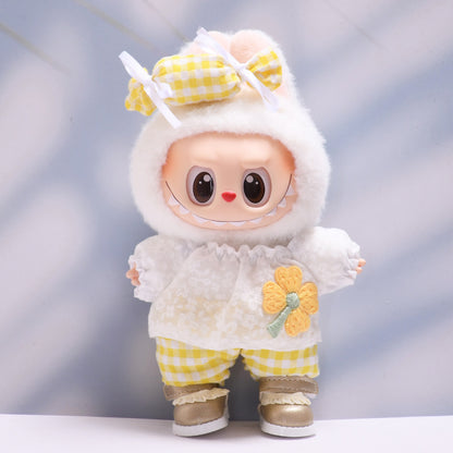Labubu Doll Candy Flower Plaid Pants Suit - Baby Clothes for Pendant Doll