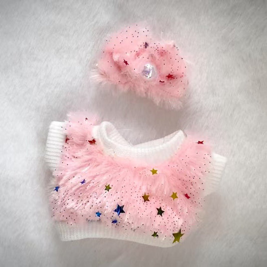 Labubu Doll Baby Coat Set - Pink, Green, White 2-Piece Outfit
