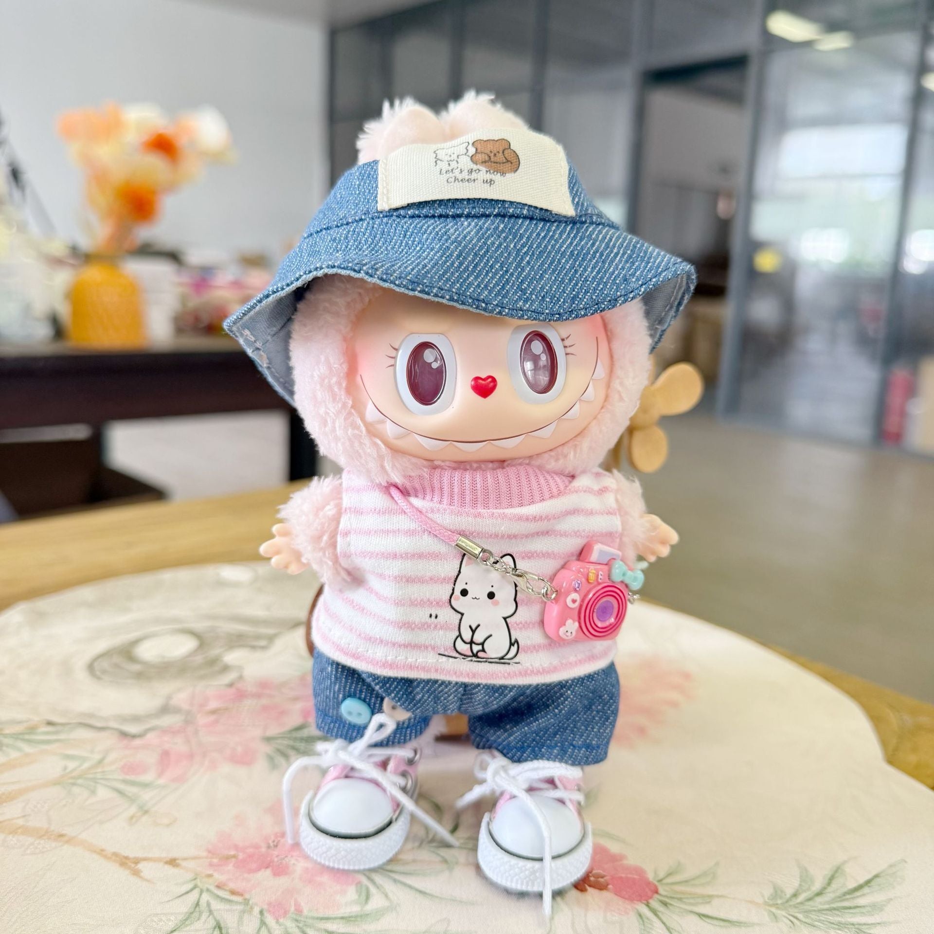Clothes Only] Labubu Clothes First, Second and Third Generation Blind Box Labubu Replacement Cartoon Stripesd t Jeans Suit