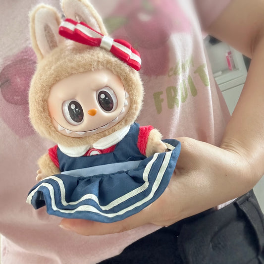 Clothes Only] Second Generation Labubu Clothes Vinyl Rab Sit Party Series Doll Mario suit New