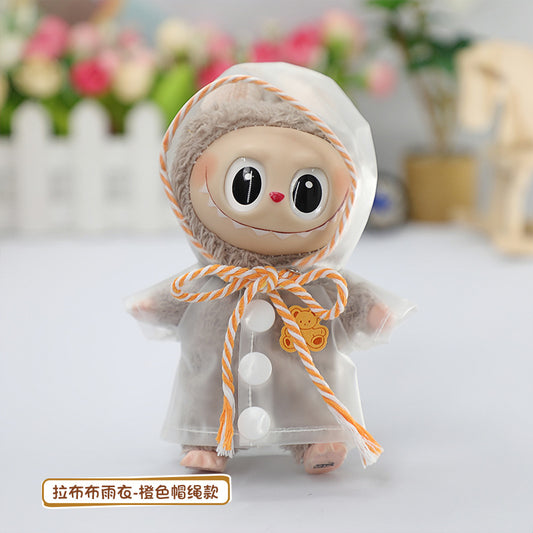 Labubu Baby Raincoat Dress-Up Doll Waterproof Transparent Hooded Jacket Clothes Labubu Pendant Baby Clothes