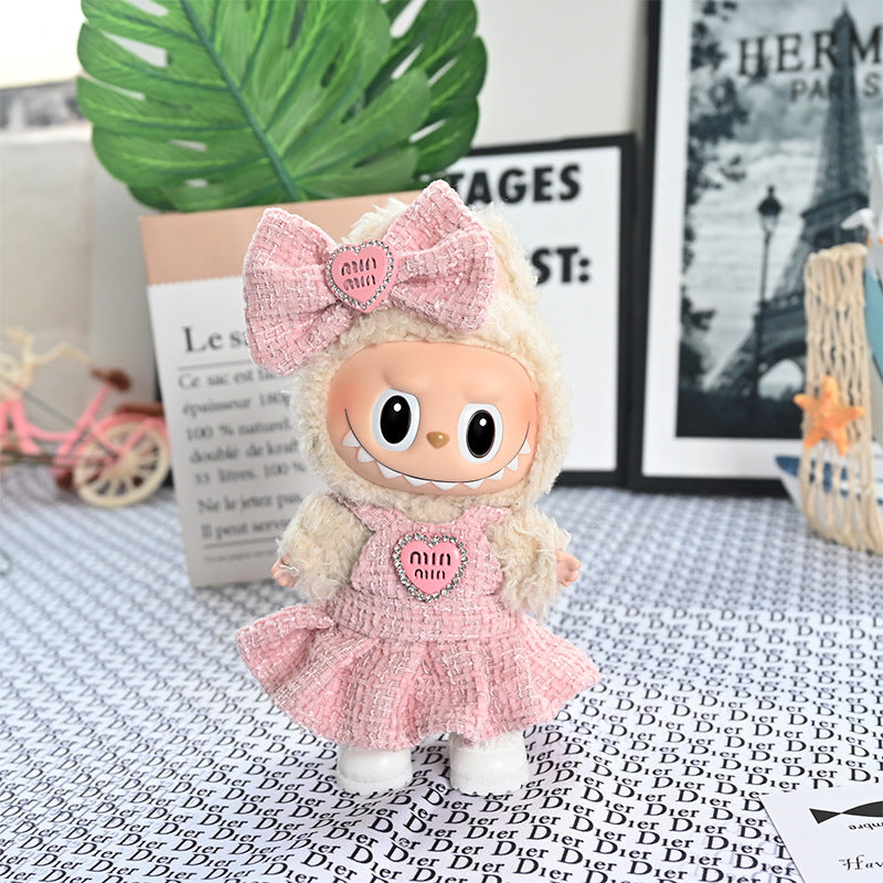 Only clothes] 17cm labubu doll vinyl pendant doll tide brand Macaron Labubu for doll
