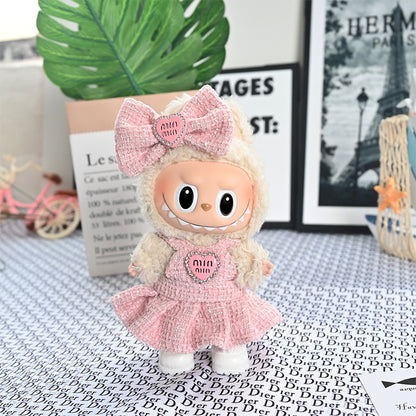 Only clothes] 17cm labubu doll vinyl pendant doll tide brand Macaron Labubu for doll
