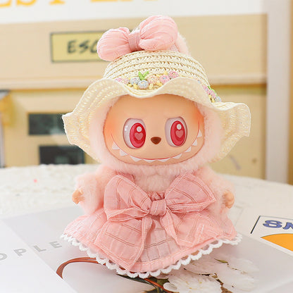 Generation II Blind Box Labubu Pendant Clothes Rab Cloth Sit Clothes Baby Clothes Pink Love Bear dress