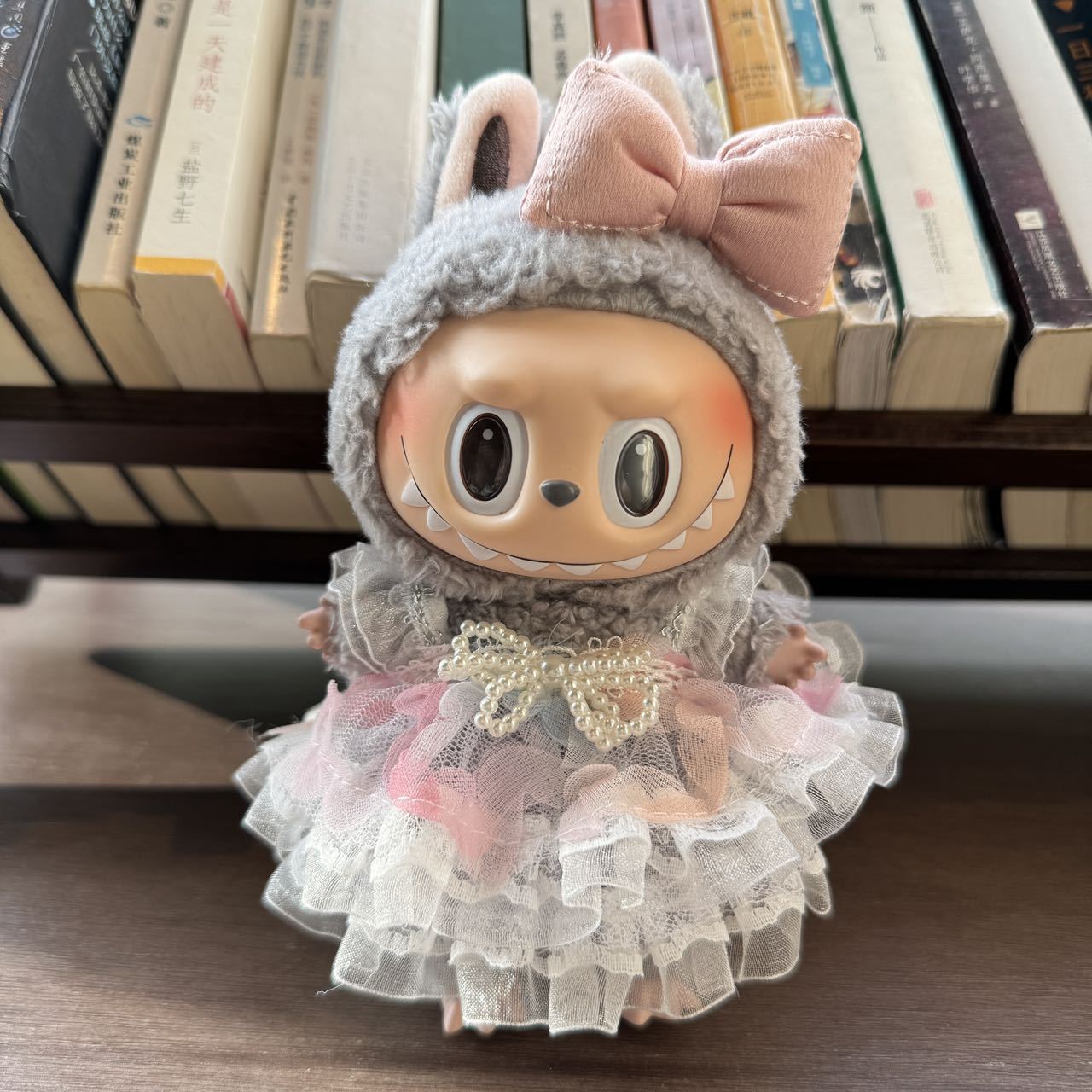 [Only Clothes] Labubu Stuffed Doll Clothes Pearl Bow Lace Gauze Skirt Labubu Clothes Accessories