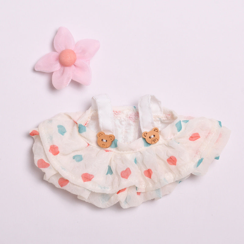 Only clothes] 17cm cloth pendant clothes bear wooden buckle gauze skirt labubu for cute baby dress skirt