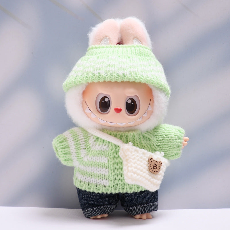 Labubu Doll Striped Sweater & Hat Outfit for 1st & 2nd Gen Pendants