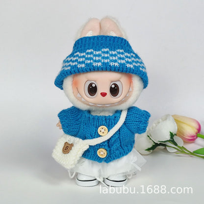 Labubu Doll Outfit - 17cm Sweater, Skirt & Bag Set for 1st-3rd Gen