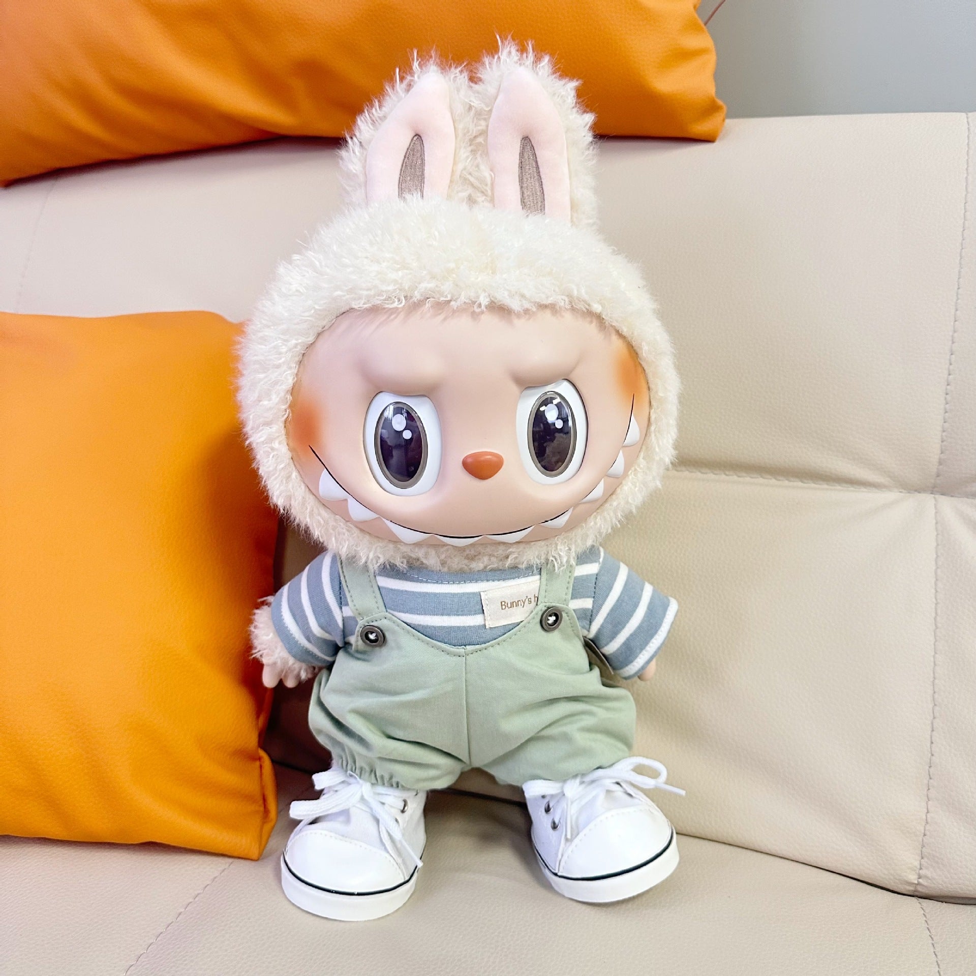 Only clothes] 38CM vinyl rag cloth clothes LABUBU doll for striped clothes twist buckle strap skirt suit