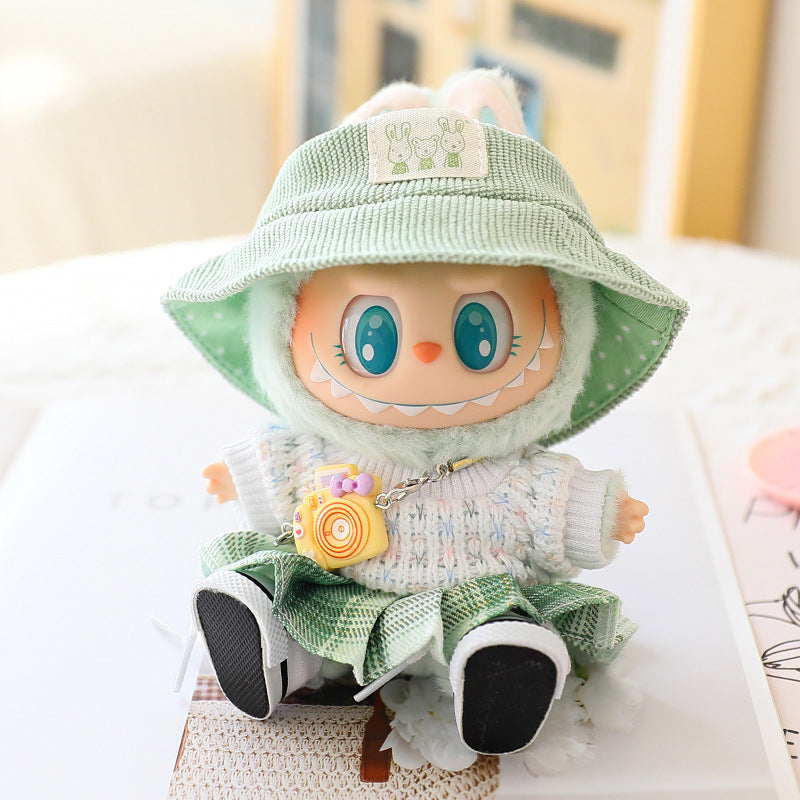 The second generation of Labubu blind box pendant clothes sit party pull cloth doll clothes for JK pleated skirt suit