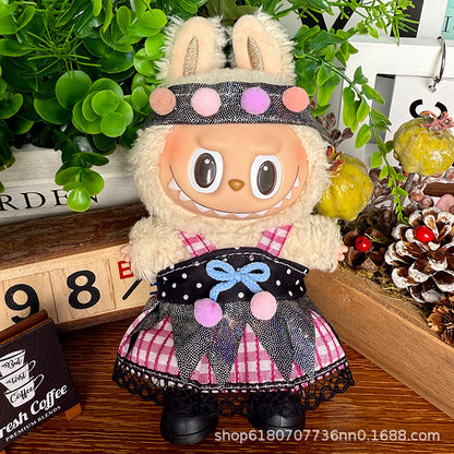 Suitable for Labubu Doll Clothes, Plush Vinyl Sitting Party First, Second and Third Generation Replacement Skirt Suit