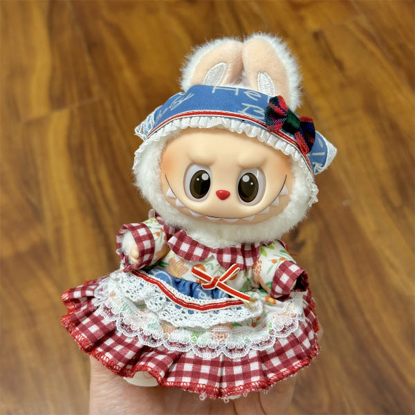 [Only Clothes] 17cm Blind Box Labubu Handmade Frog Piggy Stuffed Christmas Suit Labubu Hanging