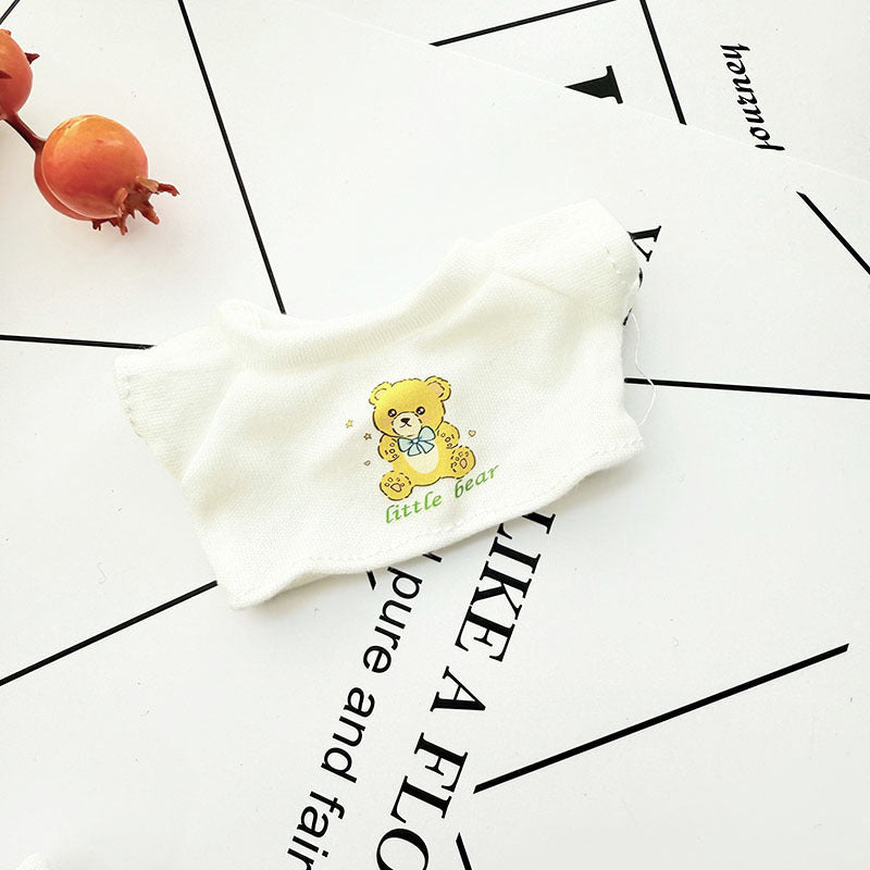 Clothes Only] 17cm Pendant Labubu Clothes Cat t Camellia Straw Hat Suit Labubu Doll Clothes