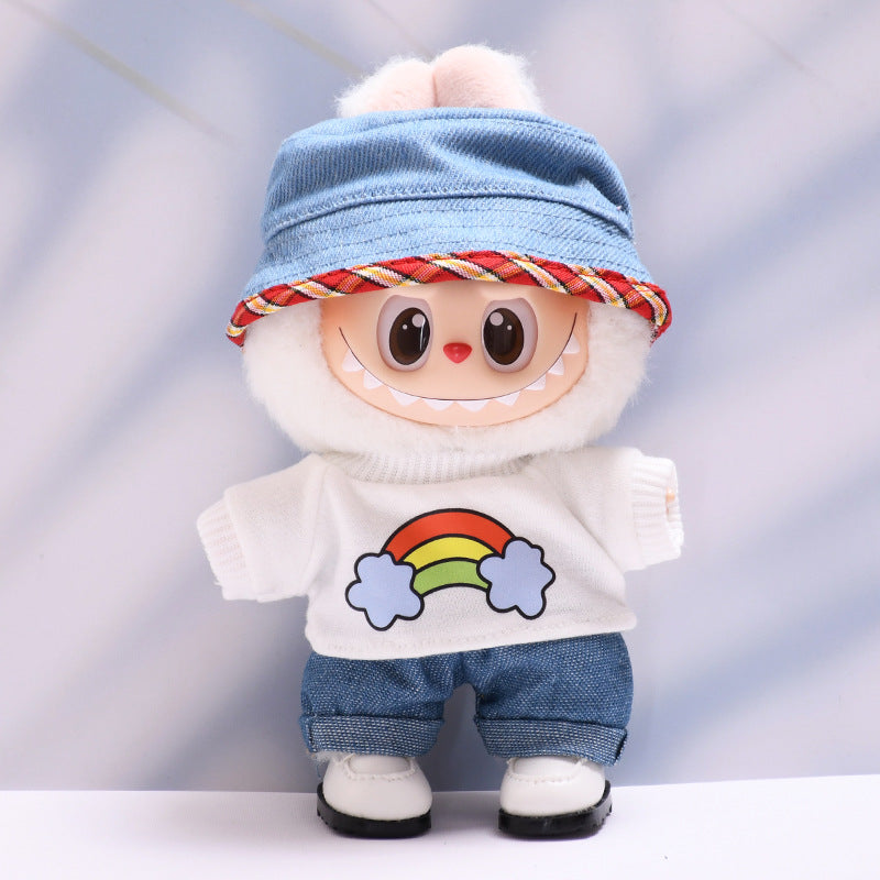 Only baby clothes] one or two generation pendant labubu clothes rainbow white T jeans suit suit labubu baby clothes