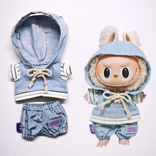 Labubu Doll Denim Hoodie & Pants Outfit - 2, 4, 5 Piece Sets