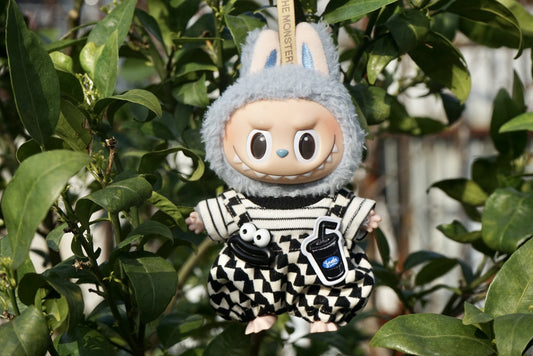Labubu Doll Outfit - 17cm Denim Overalls Set for Vinyl Dolls