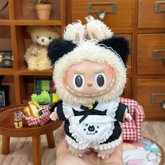 Rab cloth doll vinyl 17cm clothes labubu suit sit party one or two generation cat maid wholesale
